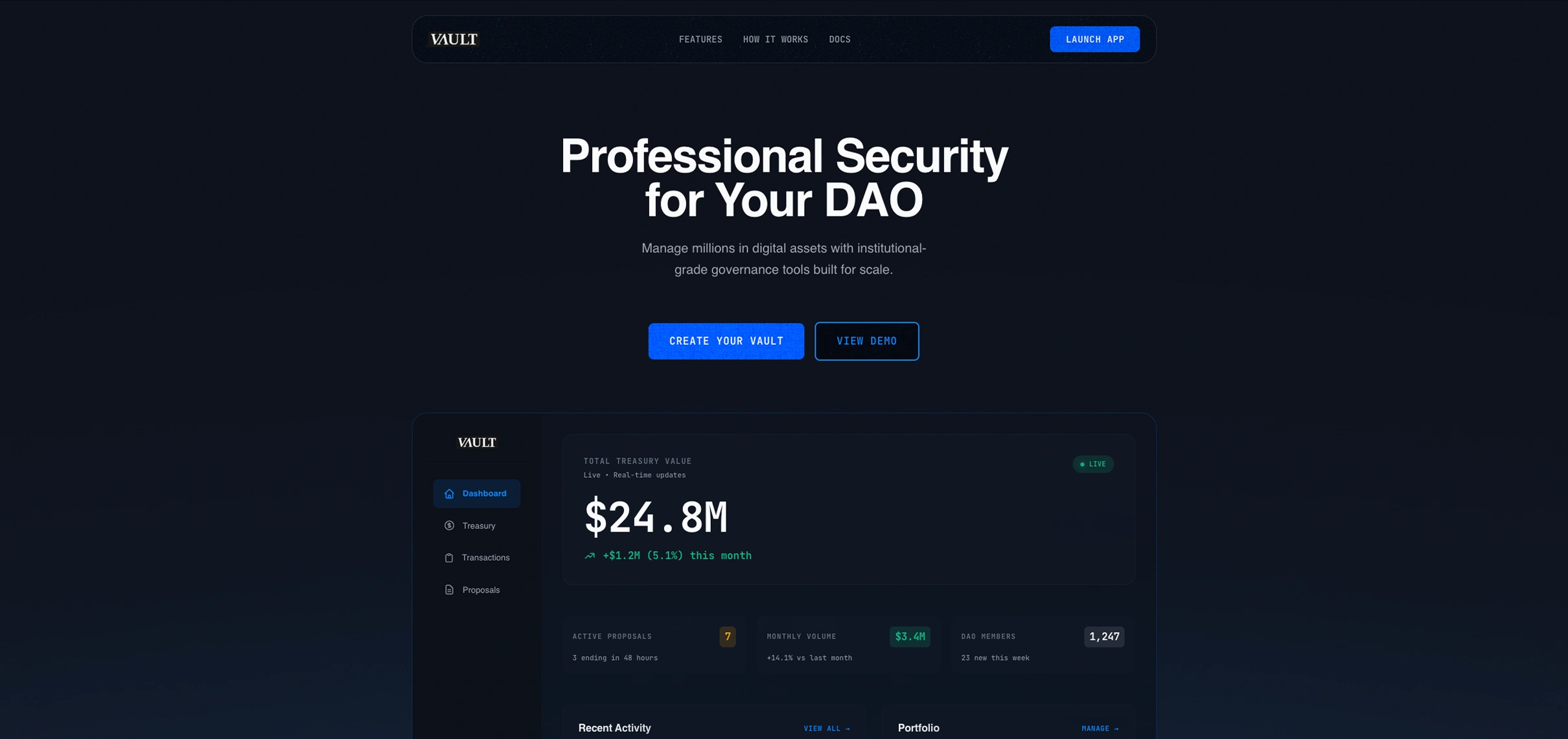 Vault Treasury Management Platform Demo